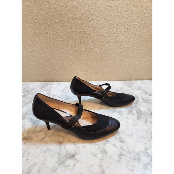 DKNY Antonia Mary Jane Women's Black Leather Pointed Toe‎ Pump Heel Size 8.5 - Picture 2 of 9